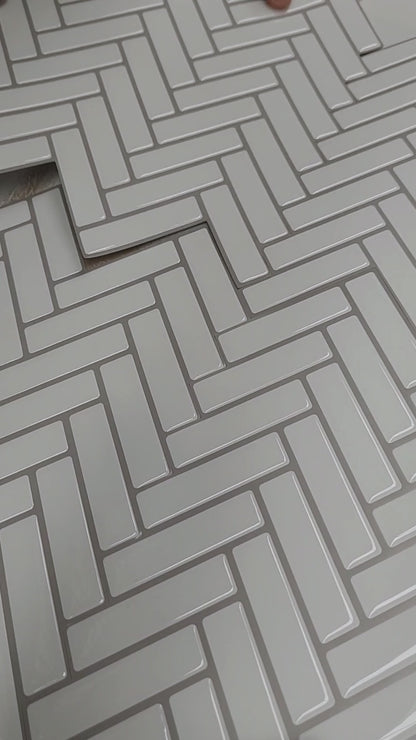 Herringbone Stick on Tile - White