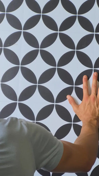 Vinyl Floor Stick on Tile - Black & White Star