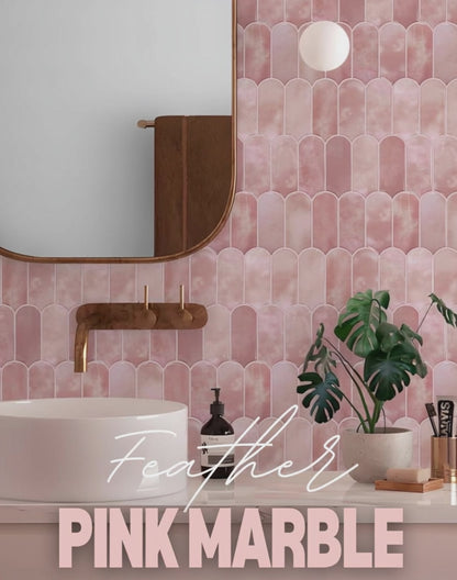 Feather Stick on Tile - Pink Marble