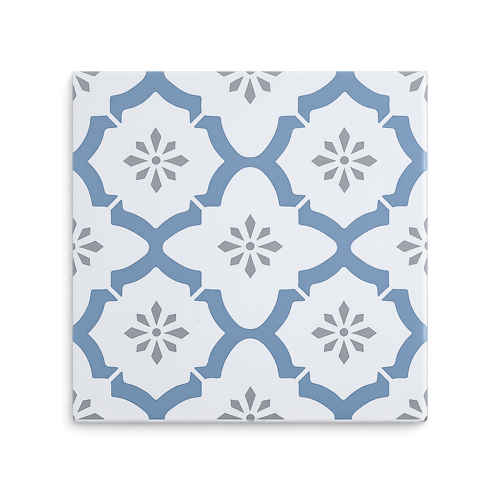 Vinyl Floor Stick on Tile - Blue Flower (Factory Seconds)