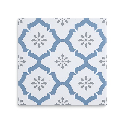 Vinyl Floor Stick on Tile - Blue Flower (Factory Seconds)