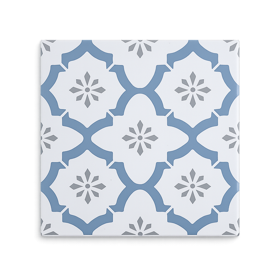 Vinyl Floor Stick on Tile - Blue Flower (Factory Seconds)
