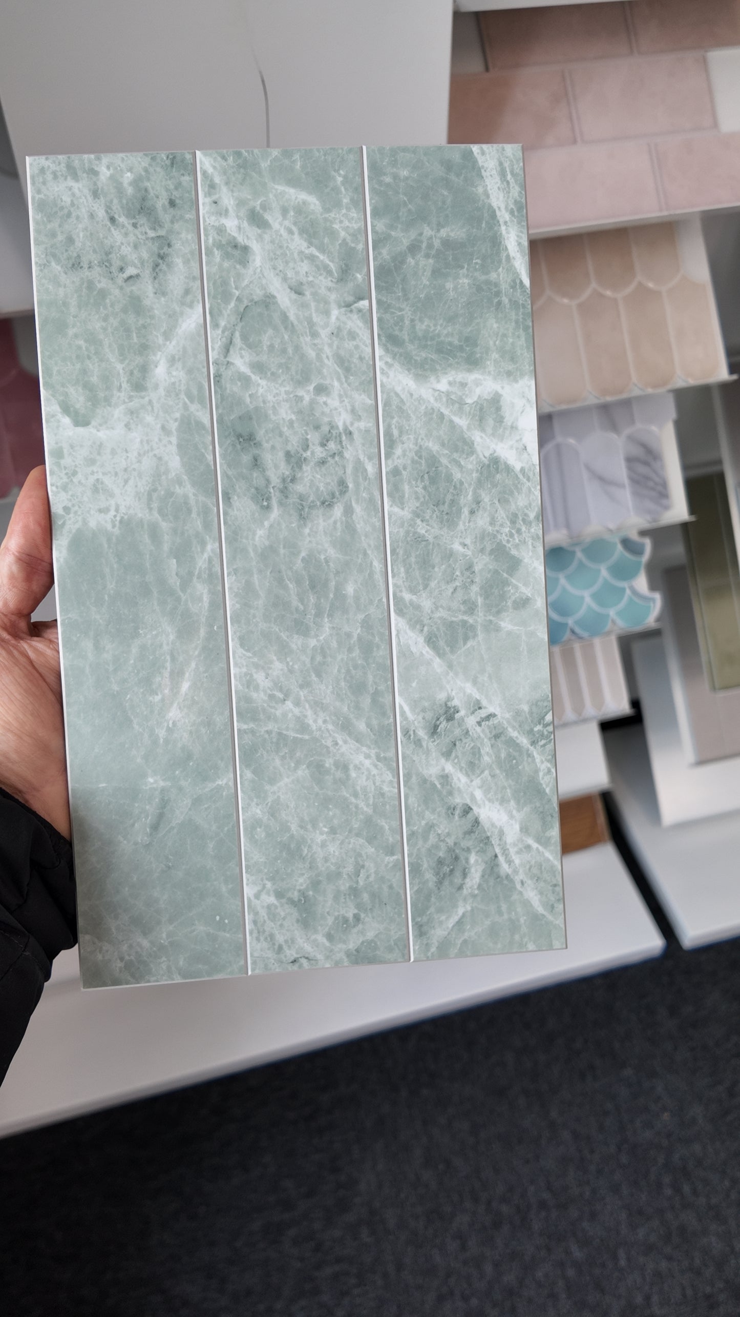 Large Kit Kat Stick on Composite Tile - Sage Marble