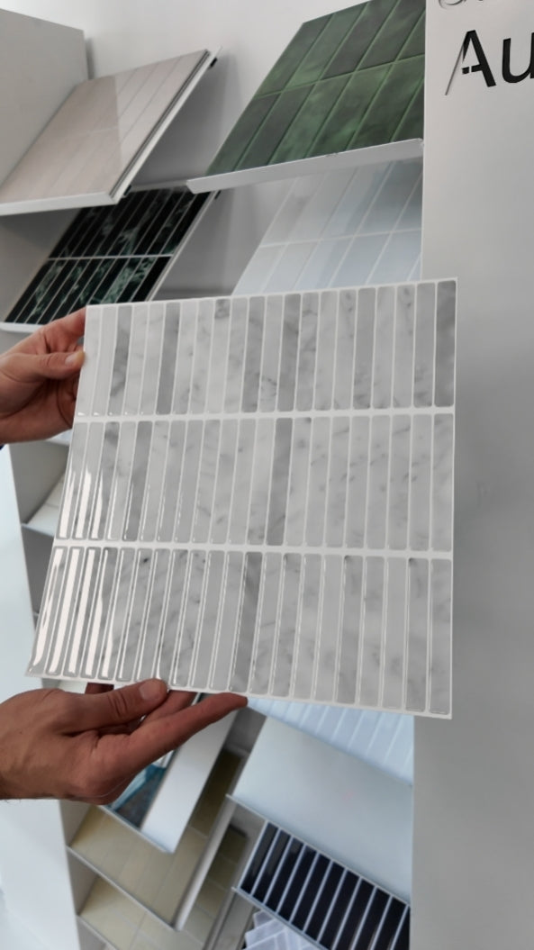 Kit Kat Stick on Tile - Light Grey Marble