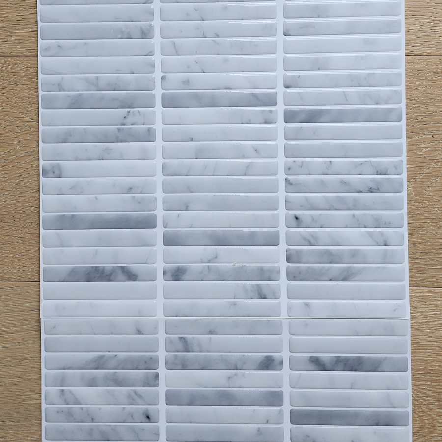 Kit Kat Stick on Tile - Light Grey Marble