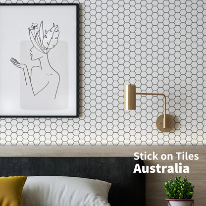 Hexagon Stick on Tile - White - Stick on Tiles Australia