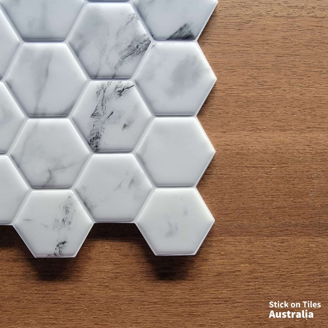 Hexagon Stick on Tile - Marble