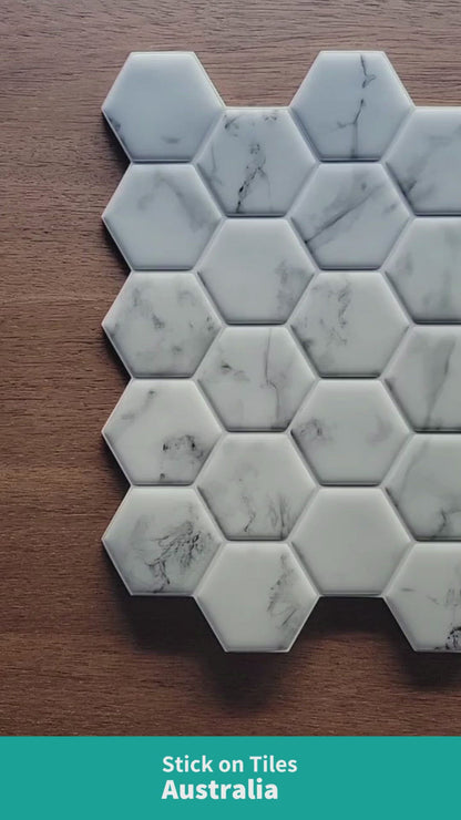 Hexagon Stick on Tile - Marble
