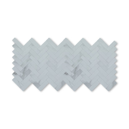 Herringbone Stick on Composite Tile - Carrara Marble