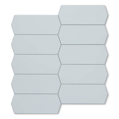 Long Hexagon Stick on Composite Tile - White