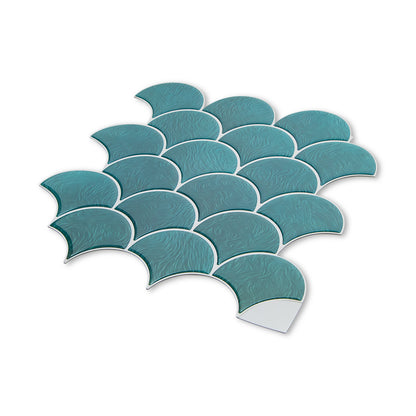 Fish Scale Stick on Tile - Forest Green