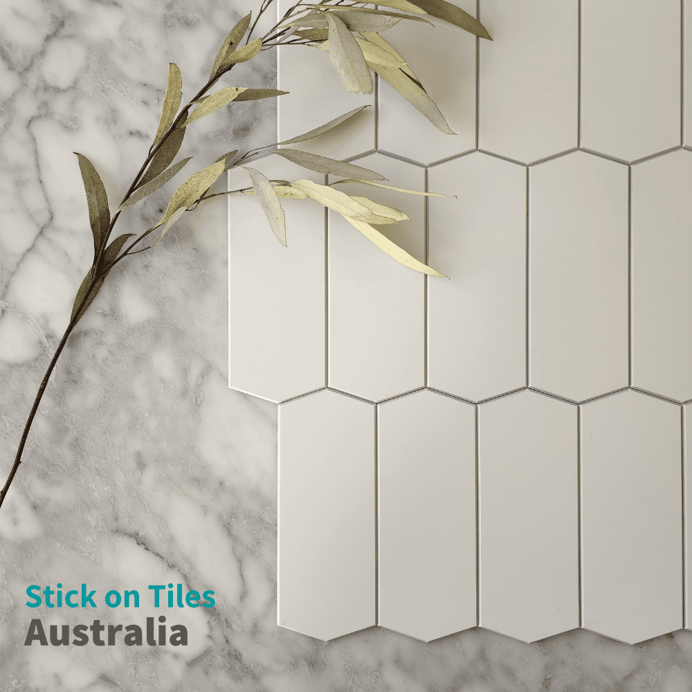 Long Hexagon Stick on Composite Tile - White