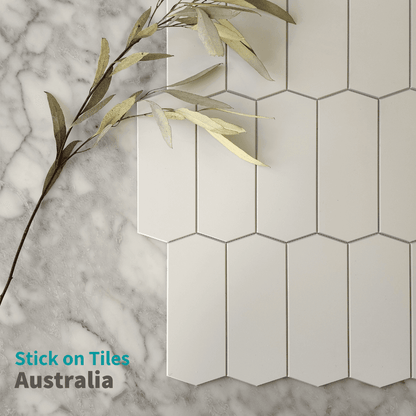 Long Hexagon Stick on Composite Tile - White