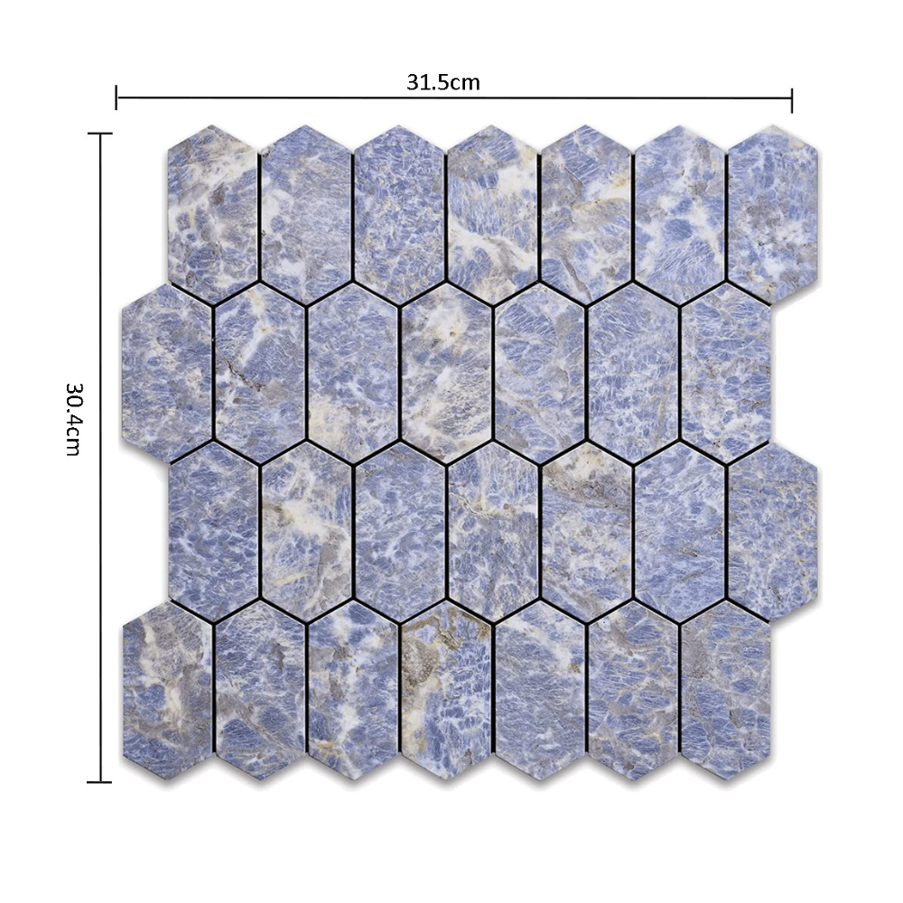 Long Hexagon Stick on Composite Tile - Grey Marble