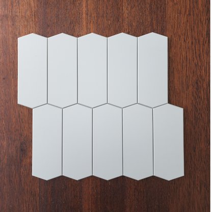 Long Hexagon Stick on Composite Tile - White