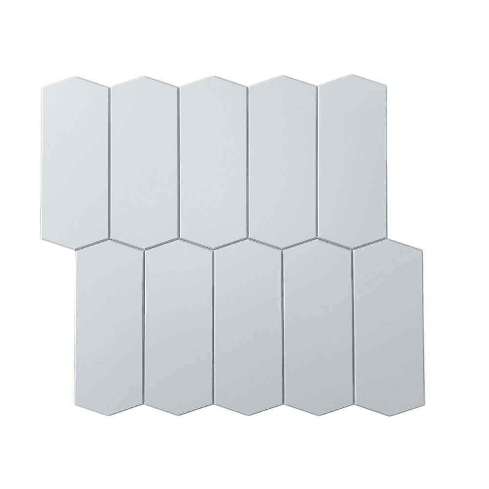 Long Hexagon Stick on Composite Tile - White