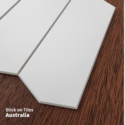 Long Hexagon Stick on Composite Tile - White