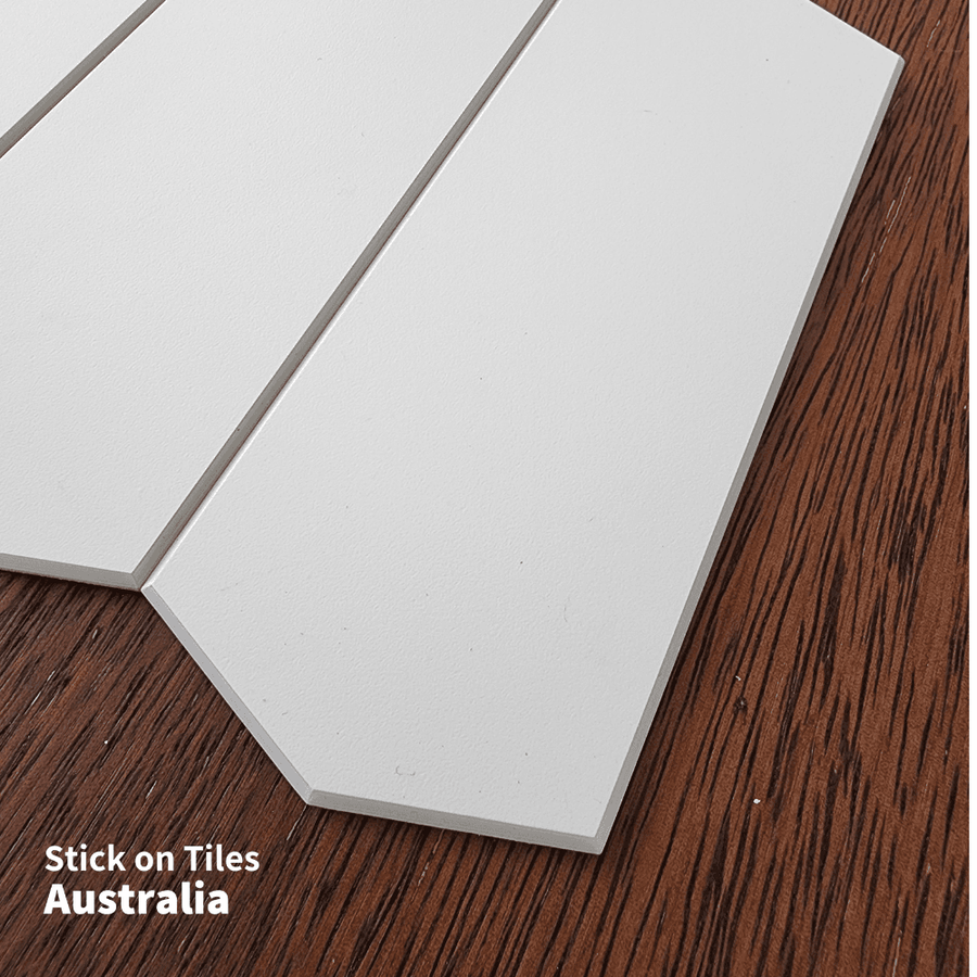 Long Hexagon Stick on Composite Tile - White
