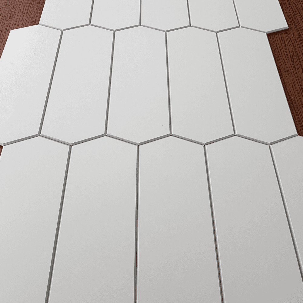 Long Hexagon Stick on Composite Tile - White