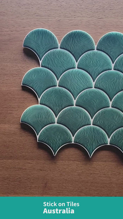 Fish Scale Stick on Tile - Forest Green
